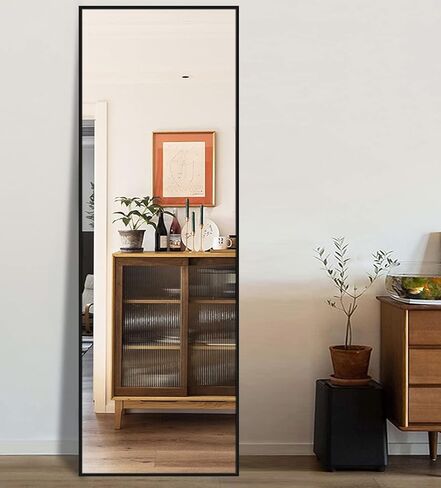 H&A 65"x22" Full Length Mirror Bedroom Floor Mirror Standing or Hanging (Black) in Saudi Arabia