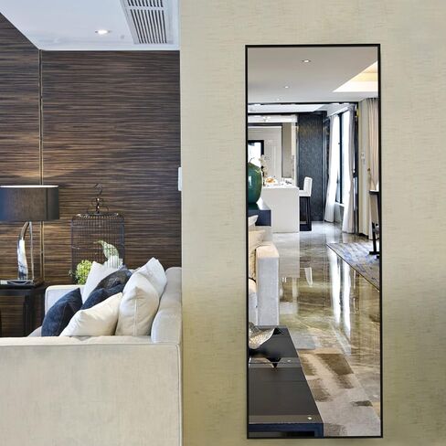 H&A 65"x22" Full Length Mirror Bedroom Floor Mirror Standing or Hanging (Black) in Saudi Arabia