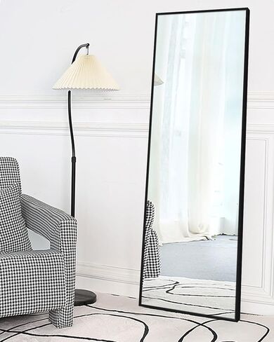 H&A 65"x22" Full Length Mirror Bedroom Floor Mirror Standing or Hanging (Black) in Saudi Arabia