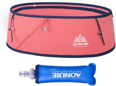 Running Pouch Belt Waist Pack Fanny Bag with 250ml Soft Water Bottle, Bounce Free Fashion Workout Jogging Travelling Money Pocket Belt for Women (Black, Small Size) in Kuwait