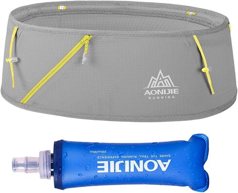Running Pouch Belt Waist Pack Fanny Bag with 250ml Soft Water Bottle, Bounce Free Fashion Workout Jogging Travelling Money Pocket Belt for Women (Black, Small Size) in Kuwait