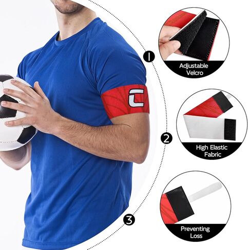 مرونة كرة القدم الكابتن 'C' شارة قابل للتعديل كرة القدم لاعب كرة السلة الذراع العصابات عدم الانزلاق المضادة للسقوط الكابتن شارة للشباب البالغين in Kuwait