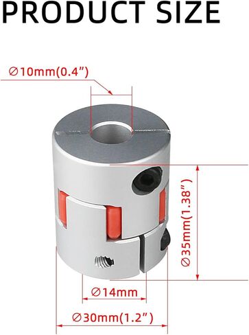 1 pcs 10mm to 14mm Flexible Coupling, 35(L) x 30(D) Flexible Gripper Buffer Block Coupling, Used for 3D Printers, DIY Robots, CNC Machine Tools, Motors and Transmission Shaft Connections in Kuwait