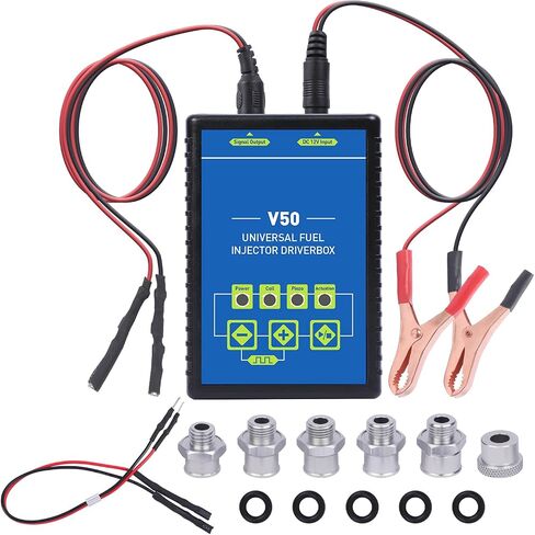 BELEY 12V Automotive Fuel Injector Tester Car Fuel Injector Cleaner Tool Kit with 6 Pulse Modes & 4 Adapters, DIY Universal Fuel Injector Driver Box in Saudi Arabia