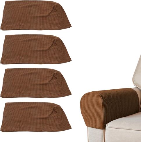 Wealrit 4 Pack Stretch Armrest Covers Couch Arm Covers Sofa Arm Covers Furniture Armchair Slipcovers for Recliner(Gray) in Saudi Arabia