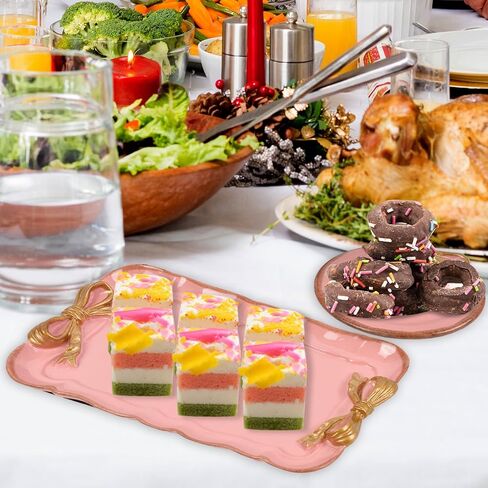 ديكور كوكيت لصينية العطور - مجموعة 3 قطع من صينية العطور المزخرفة، وصينية المجوهرات ومرآة مكياج القوس وصينية الغرور، ومنظمات صينية العطور الذهبية، وديكور عتيق للحمام في الغرفة، باللون الأبيض in Saudi Arabia