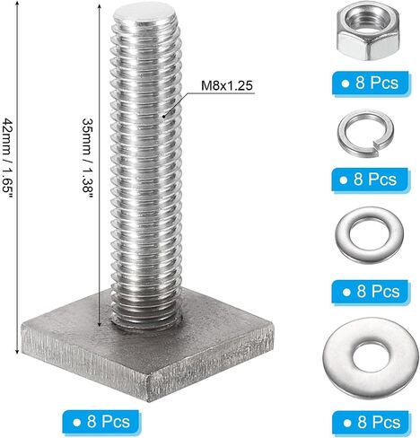 PATIKIL T Slot Bolts M6 x 35mm, 12 Set Square Head T Bolts Roof Rack Stainless Steel T Track Bolts with Nut Washers for Bike Ski Kayak Rack in Saudi Arabia