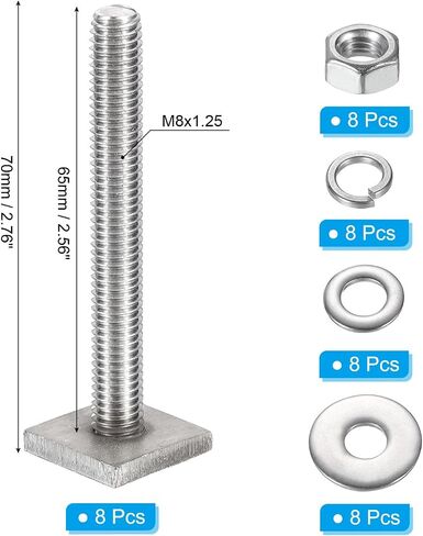 PATIKIL T Slot Bolts M6 x 35mm, 12 Set Square Head T Bolts Roof Rack Stainless Steel T Track Bolts with Nut Washers for Bike Ski Kayak Rack in Saudi Arabia