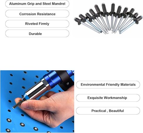 520Pcs Black Pop Rivets Assortment Kit 8 Sizes 1/8" 5/32" 3/16" Aluminum Rivets Assorted Blind Rivets with Case for Metal, Marine Boat, Automotive, Railway in Saudi Arabia