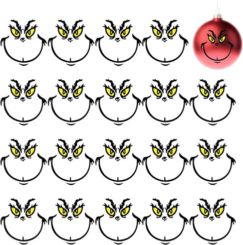 10 Pcs Christmas Stickers for Ornaments, Christmas Vinyl Transfer Stickers, Christmas Ornament Stickers for Crafts, DIY Face Stickers for Christmas Balls, Christmas Decals for Glass Cup - 3 * 3 in in Saudi Arabia