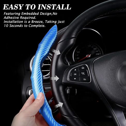 Universal 2 Packs Carbon Fiber Anti-Skid Steering Wheel Cover Safe Non Slip Car Accessory Fit 99% 14-15 Inch Car Interior Accessories Red in Saudi Arabia