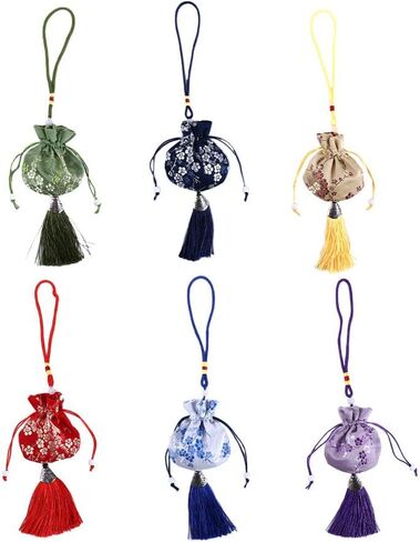 Vctitil 6Pcs Plum Flower Pattern Sachet Smooth Brocade Chinese Style Sachet Dragon Boat Festival Pendant Car Hanging Decoration Graduation Gift in Saudi Arabia