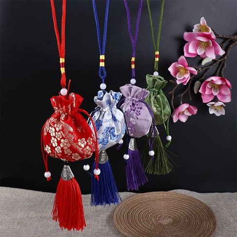 Vctitil 6Pcs Plum Flower Pattern Sachet Smooth Brocade Chinese Style Sachet Dragon Boat Festival Pendant Car Hanging Decoration Graduation Gift in Saudi Arabia