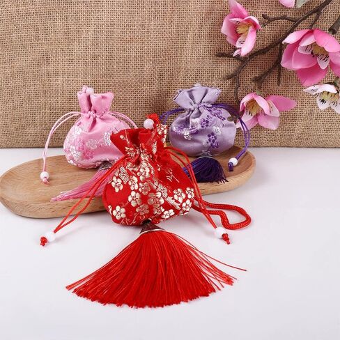 Vctitil 6Pcs Plum Flower Pattern Sachet Smooth Brocade Chinese Style Sachet Dragon Boat Festival Pendant Car Hanging Decoration Graduation Gift in Saudi Arabia