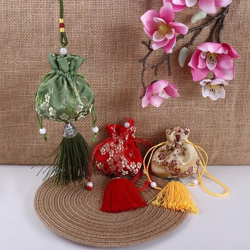 Vctitil 6Pcs Plum Flower Pattern Sachet Smooth Brocade Chinese Style Sachet Dragon Boat Festival Pendant Car Hanging Decoration Graduation Gift in Saudi Arabia