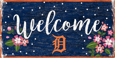 لافتة ترحيب من Fan Creations MLB Detroit Tigers للجنسين Detroit Tigers بالزهور، لون الفريق، 6 × 12 in Saudi Arabia