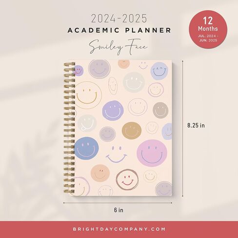 2024-2025 Cherry Small Academic Planner by Bright Day, 8.75" x 7.25" Daily Planner, July 2024 - June 2025, Weekly Agenda Academic Planner 2024-2025, Monthly Tabs, Vertical View, Twin Wire Binding, Pocket Folder in Saudi Arabia