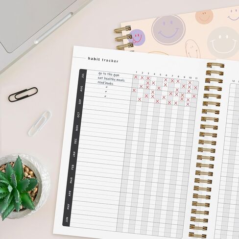 2024-2025 Cherry Small Academic Planner by Bright Day, 8.75" x 7.25" Daily Planner, July 2024 - June 2025, Weekly Agenda Academic Planner 2024-2025, Monthly Tabs, Vertical View, Twin Wire Binding, Pocket Folder in Saudi Arabia