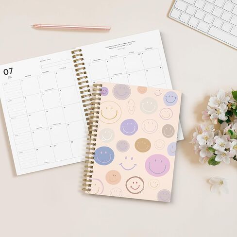 2024-2025 Cherry Small Academic Planner by Bright Day, 8.75" x 7.25" Daily Planner, July 2024 - June 2025, Weekly Agenda Academic Planner 2024-2025, Monthly Tabs, Vertical View, Twin Wire Binding, Pocket Folder in Saudi Arabia