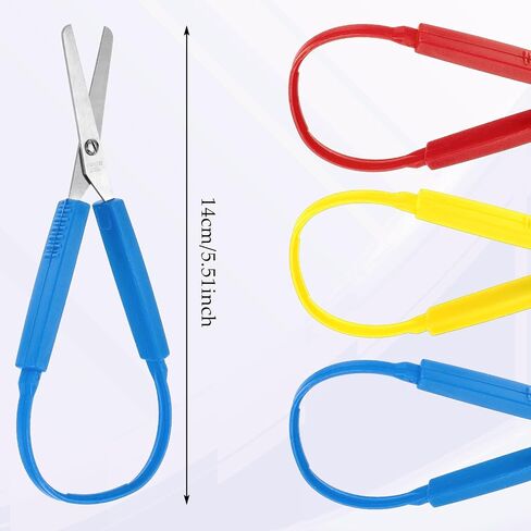 Loop Scissors 3Pcs Adaptive Scissors for Toddlers 5.5 Inch Colorful Training Scissors Spring Loaded Scissors for Kids Special Need Children Back to Schools in Saudi Arabia
