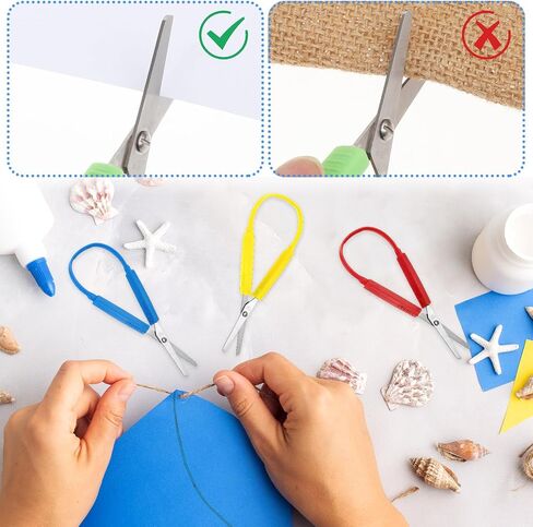 Loop Scissors 3Pcs Adaptive Scissors for Toddlers 5.5 Inch Colorful Training Scissors Spring Loaded Scissors for Kids Special Need Children Back to Schools in Saudi Arabia