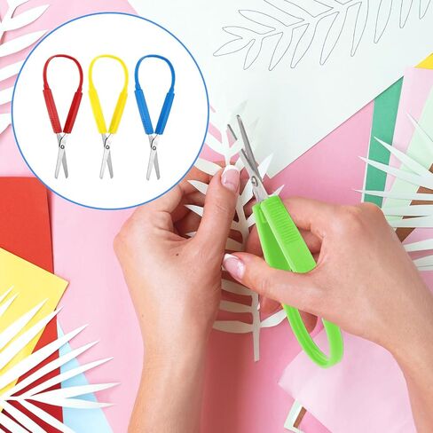 Loop Scissors 3Pcs Adaptive Scissors for Toddlers 5.5 Inch Colorful Training Scissors Spring Loaded Scissors for Kids Special Need Children Back to Schools in Saudi Arabia