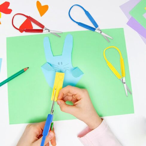 Loop Scissors 3Pcs Adaptive Scissors for Toddlers 5.5 Inch Colorful Training Scissors Spring Loaded Scissors for Kids Special Need Children Back to Schools in Saudi Arabia