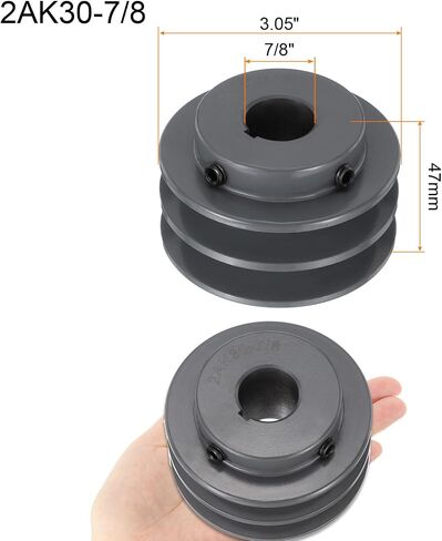uxcell 2AK30-7/8 V-Belt Sheave 7/8"Bore 3.05"OD Double Groove Web Sheave Bored-to-Size Sheave, Cast Iron, Belt Section for 4L or A Belt in Saudi Arabia