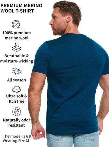 Merino.tech Merino Wool T-Shirt Mens - 100% Organic Merino Wool Undershirt Lightweight Base Layer (Bordo, Small) in Kuwait