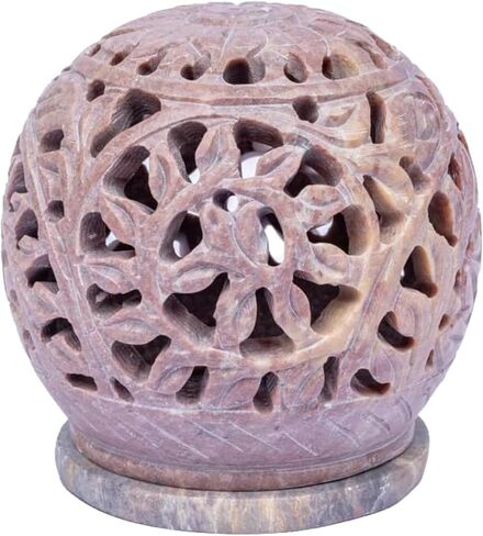 حامل ضوء على شكل حرف T من SimbaKart Stone، تصميم زهور منحوتة يدويًا، حجر الصابون، ديكور المنزل، العلاج العطري، المنتجعات الصحية، الريكي in Saudi Arabia