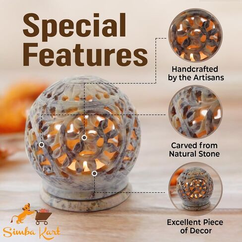 حامل ضوء على شكل حرف T من SimbaKart Stone، تصميم زهور منحوتة يدويًا، حجر الصابون، ديكور المنزل، العلاج العطري، المنتجعات الصحية، الريكي in Saudi Arabia