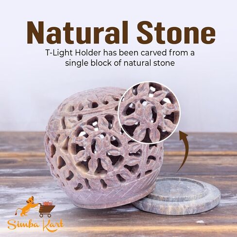 حامل ضوء على شكل حرف T من SimbaKart Stone، تصميم زهور منحوتة يدويًا، حجر الصابون، ديكور المنزل، العلاج العطري، المنتجعات الصحية، الريكي in Saudi Arabia