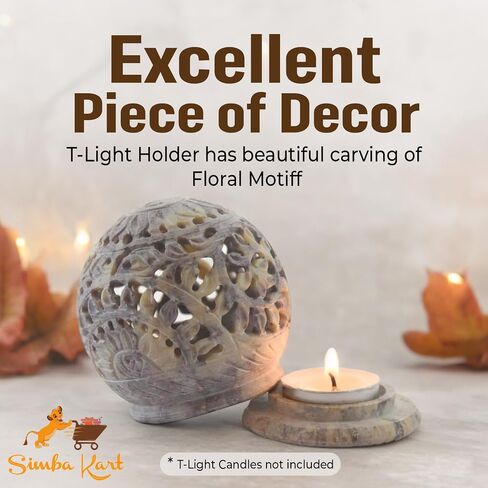 حامل ضوء على شكل حرف T من SimbaKart Stone، تصميم زهور منحوتة يدويًا، حجر الصابون، ديكور المنزل، العلاج العطري، المنتجعات الصحية، الريكي in Saudi Arabia