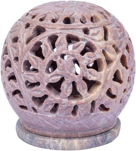 حامل ضوء على شكل حرف T من SimbaKart Stone، تصميم زهور منحوتة يدويًا، حجر الصابون، ديكور المنزل، العلاج العطري، المنتجعات الصحية، الريكي in Saudi Arabia