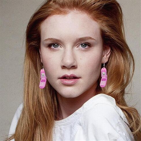 70s 80s Hot Pink Acrylic Mobile Phone Radio Games Console Skating Shoes Dangle Drop Earrings for Women Teen Girls Retro Cartoon Funny Colorful Neon Resin Machine Toy Earrings for 1980s Party Halloween Jewelry Gifts in Saudi Arabia