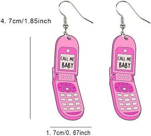 70s 80s Hot Pink Acrylic Mobile Phone Radio Games Console Skating Shoes Dangle Drop Earrings for Women Teen Girls Retro Cartoon Funny Colorful Neon Resin Machine Toy Earrings for 1980s Party Halloween Jewelry Gifts in Saudi Arabia