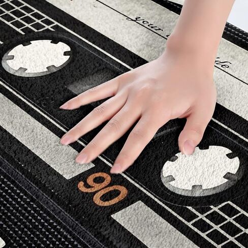 jejeloiu الرجعية شريط كاسيت سجاد الحمام الأسود الموسيقى كاسيت حمام الحصير للحمام للأطفال خمر الموسيقى الشريط سجاد Btah للاستحمام حوض الاستحمام موضوع الموسيقى اكسسوارات الحمام 20 "× 32" in Kuwait