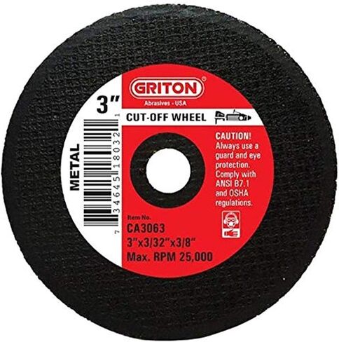 Griton CA3063 Arbor Industrial Cut Off Wheel for Metal, 3/8" Hole Diameter, 3" Diameter, 3/32" Width (Pack of 25) in Saudi Arabia