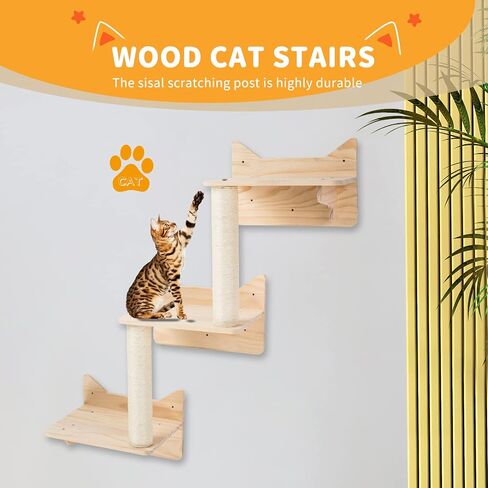 Cat Shelves for Wall, Cat Climbing Shelves Wall Mounted Cat Furniture Set, Cat Wall Shelf with 1 Cat Wall House, 1 Bridge Ladder, 3 Cat Scratching Post and 5 Steps in Saudi Arabia