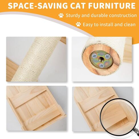 Cat Shelves for Wall, Cat Climbing Shelves Wall Mounted Cat Furniture Set, Cat Wall Shelf with 1 Cat Wall House, 1 Bridge Ladder, 3 Cat Scratching Post and 5 Steps in Saudi Arabia