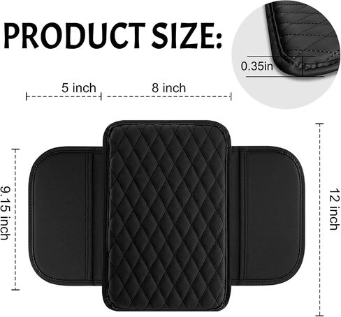 Car Center Console Cover Leather Armrest Cover Cushion with 2 Storage Bags Universal Car Armrest Seat Box Pad Car Interior Accessories Protector for Most Vehicle in Saudi Arabia