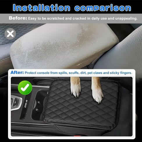 Car Center Console Cover Leather Armrest Cover Cushion with 2 Storage Bags Universal Car Armrest Seat Box Pad Car Interior Accessories Protector for Most Vehicle in Saudi Arabia