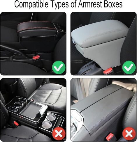 Car Center Console Cover Leather Armrest Cover Cushion with 2 Storage Bags Universal Car Armrest Seat Box Pad Car Interior Accessories Protector for Most Vehicle in Saudi Arabia