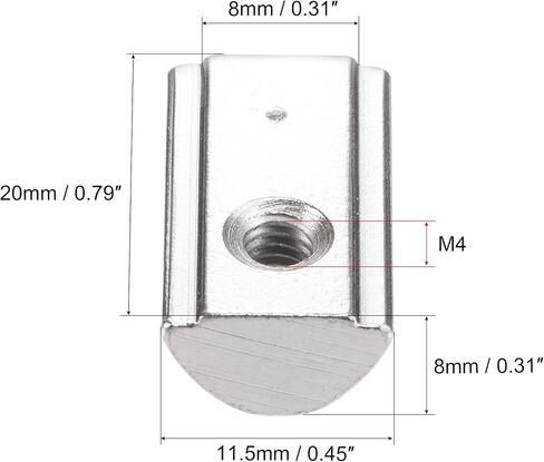 uxcell M4 T Slot Nuts Roll in Spring T-nut with Ball Carbon Steel for 3030 Series Aluminum Extrusion Profile Rail with 8mm Slot 15Pcs in Saudi Arabia