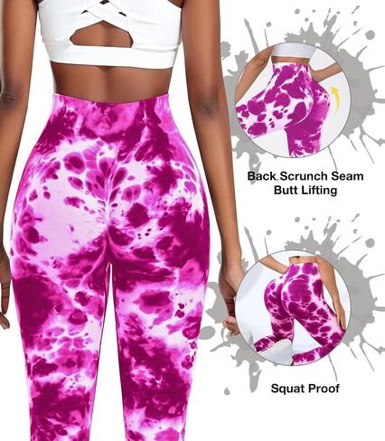 JGS1996 Tie Dye Hidden Scrunch Leggings for Women Tummy Control Butt Lifting Yoga Pants High Waist Compression Workout Tight in Saudi Arabia