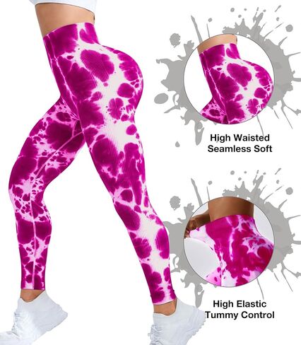 JGS1996 Tie Dye Hidden Scrunch Leggings for Women Tummy Control Butt Lifting Yoga Pants High Waist Compression Workout Tight in Saudi Arabia