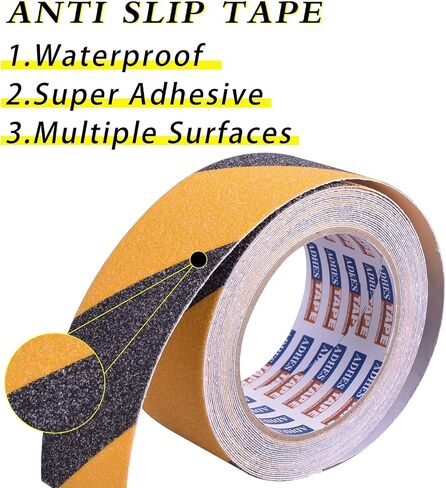 ADHES Anti Slip Tape, 4 inch x 20 feet Non Skid Tape, Best 80 Grit Friction Tape Waterproof Non Slip Tape Traction Tape Black Grip Tape for Stairs, Steps and Ramps, Indoor & Outdoor Use in Saudi Arabia