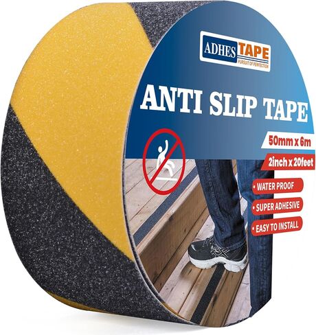 ADHES Anti Slip Tape, 4 inch x 20 feet Non Skid Tape, Best 80 Grit Friction Tape Waterproof Non Slip Tape Traction Tape Black Grip Tape for Stairs, Steps and Ramps, Indoor & Outdoor Use in Saudi Arabia