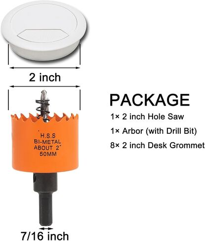 2 inch Desk Grommet 2 inch Hole Saw, Desk Cord Hole Cover, Desk Cable Hole Cover, Desk Hole Grommet, Desktop Grommet for Table Cable, 8 PCS, White in Saudi Arabia
