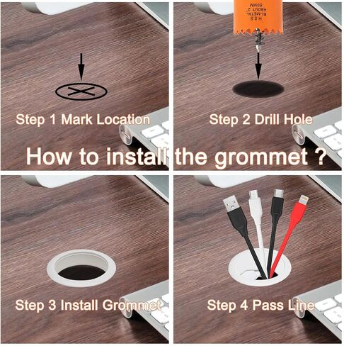 2 inch Desk Grommet 2 inch Hole Saw, Desk Cord Hole Cover, Desk Cable Hole Cover, Desk Hole Grommet, Desktop Grommet for Table Cable, 8 PCS, White in Saudi Arabia